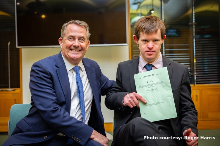 Liam Fox and Freddie Tall with the Down Syndrome bill