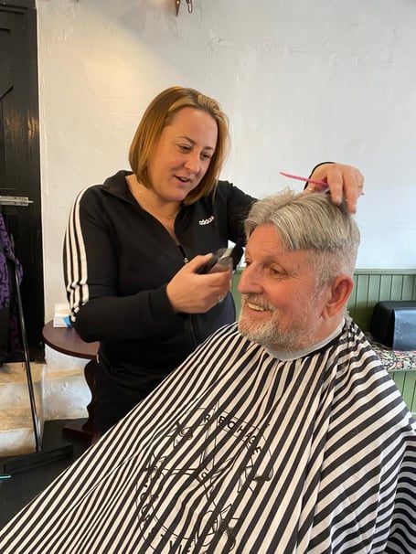 Claire Crocker works on Barry Eaton