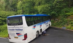 Garden club stranded on Exmoor after tour bus gets stuck