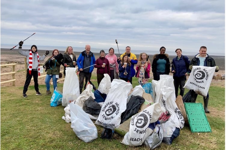 Surfers help pick up plastic on Exmoor
