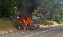 Bus catches fire near Minehead rugby club