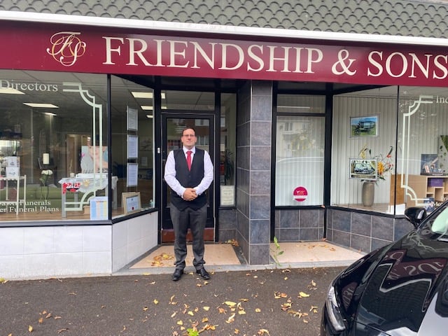 Nick Friendship outside one of his local funeral parlours.