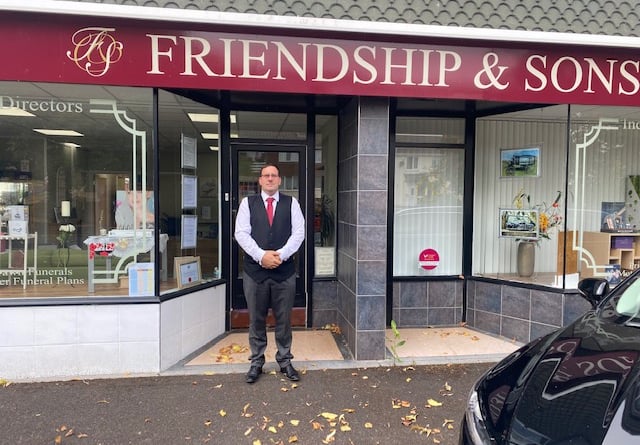 Nick Friendship outside one of his local funeral parlours.