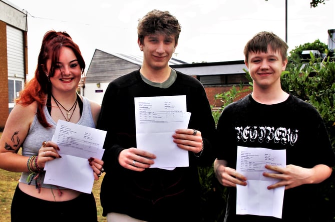West Somerset Community College pupils with their A level results