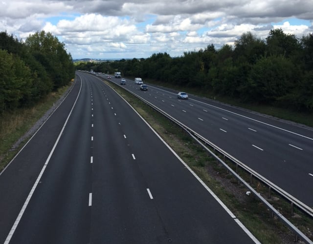 The M5 is partially blocked