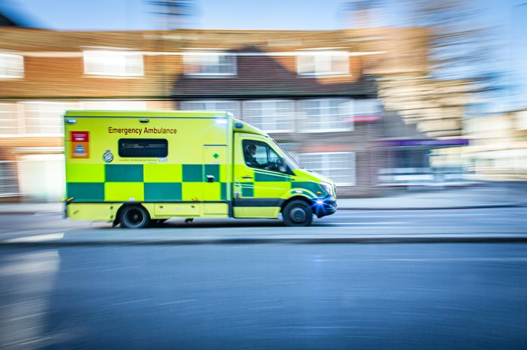 An emergency ambulance on a call-out