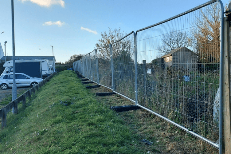 Allotments fenced off above West Beach in Watchet