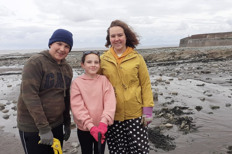 Volunteers at the autumn beach clean