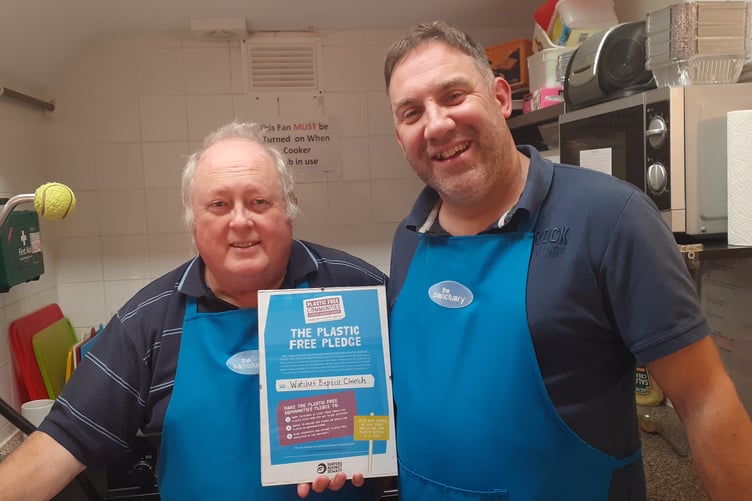 Iorwerth & Mike from the Community Meal team at Watchet Baptist Church, who are Plastic Free Community Allies