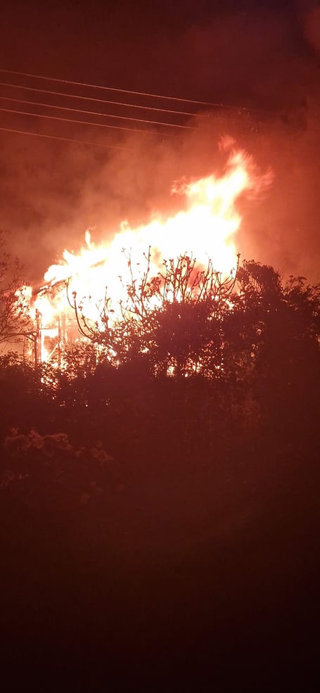 The fire at Hellwell Bay, Watchet