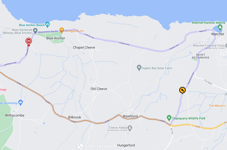 Diversion route due to closure of Carhampton Road