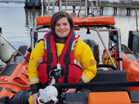 Minehead RNLI volunteer Karla in command of Thames lifeboat