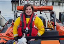 Minehead RNLI volunteer Karla in command of Thames lifeboat