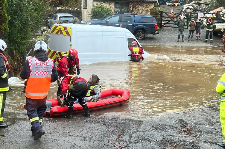 Scene of the flood rescue at Exford