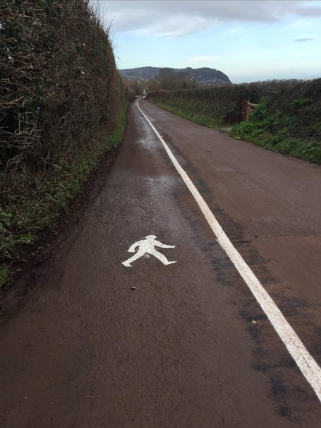 The new footpath along the old A39