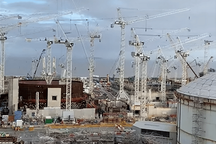 Hinkley Point C nuclear power station cranes tribute Ronnie Jones
