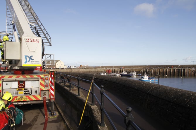 Minehead Quay Street fire firefighters harbour