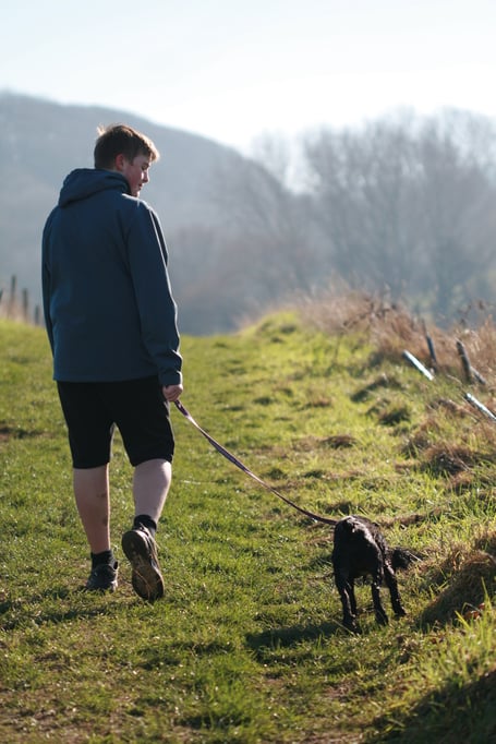 Man walking a dog