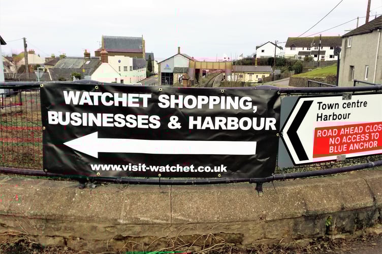 The vandalised banner at Watchet