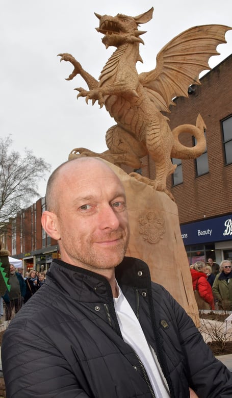 Matthew Crabb dragon sculpture chainsaw Exmoor