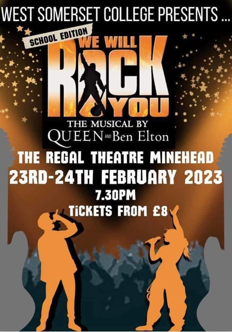 The poster for We Will Rock You School Edition