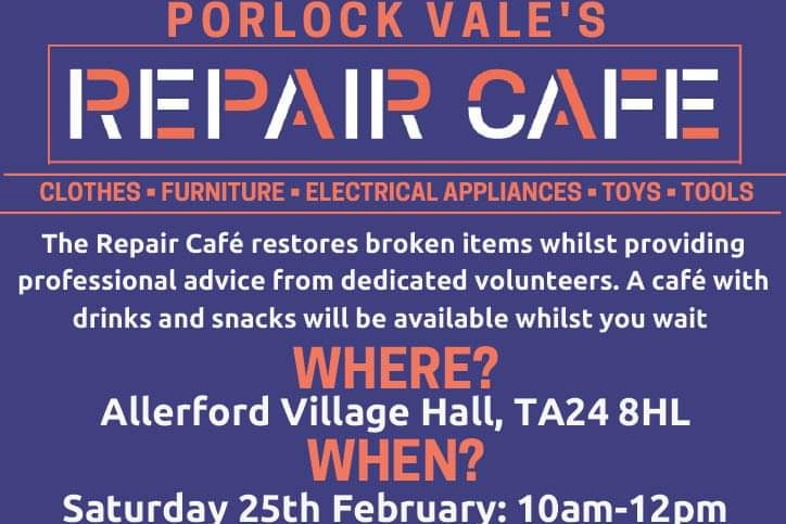 Porlock Vale's Repair Cafe is coming to Allerford