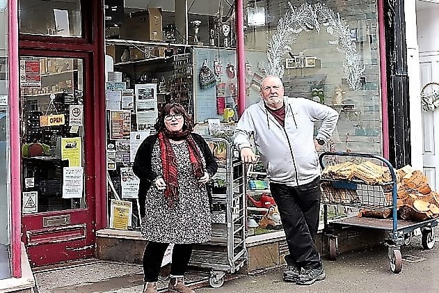 Business partners Tracy and Neil of Alberts Ardware
