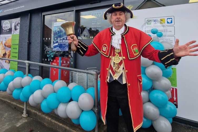 Watchet Co-op new store town crier David Milton