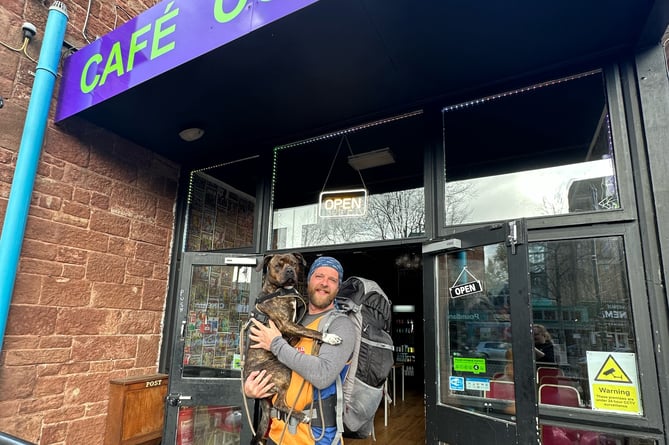 charity walker costal walk Tim Jones dog Monty Cafe Connect Minehead