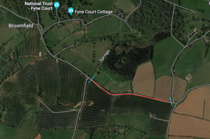 The site of a nearby cordoned off road marked in red 