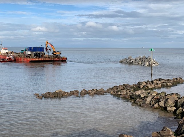 Rock armour arriving at Blue Anchor in early-November