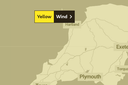 Strong winds are expected across the South West on Wednesday