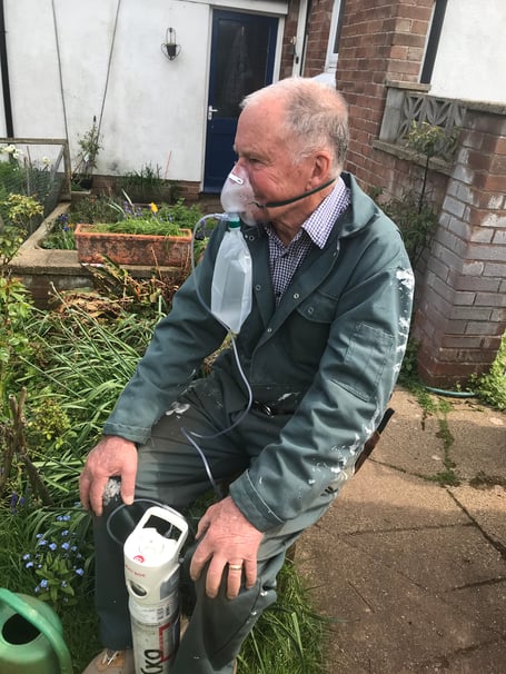 Blue Anchor fire hero Bob King receives oxygen before being taken to hospital.