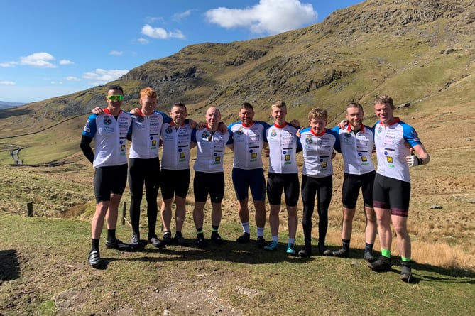 Eight members of the Naval Air Squadron cycled across the country to raise money for Musgrove's neonatal intensive care unit