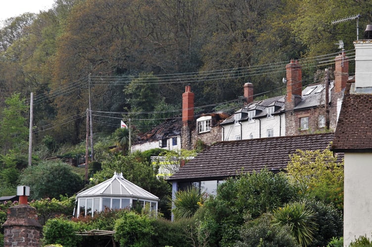 The scene in Porlock Weir after this week's major fire.