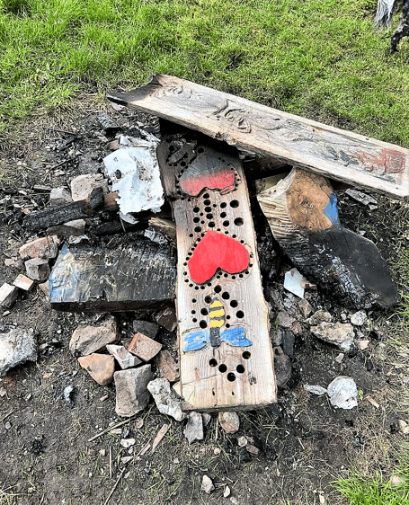 Aftermath of the arson attack at Watchet Pleasure Grounds