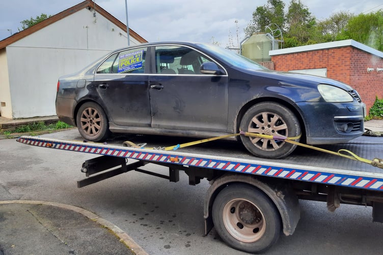 This untaxed VW car was seized by police from a road in Carhampton.