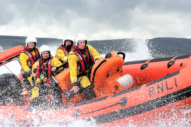 The Atlantic 85 lifeboat in action Photo RNLI Minehead 