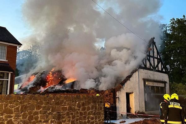 The thatched property in Taunton which caught fire during the night.