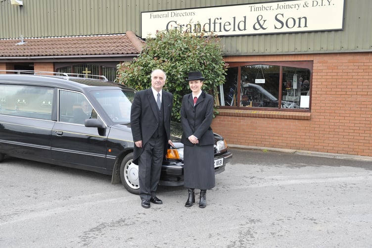 Geoff Grandfield with daughter Sarah, who now runs the funeral directors business.