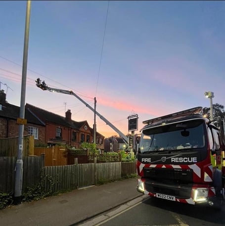 A fire brigade aerial platform in use during Wednesday's fire in the Kings Arms pub in Taunton.