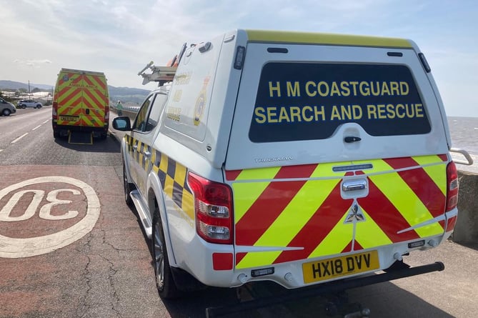 Watchet Coastguard vehicles on Blue Anchor sea front during Monday’s medical emergency. 