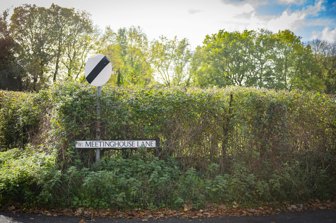 The lane where the latest 'Somerset Gimp' incident took place - Meetinghouse Lane, Cleeve, Somerset.