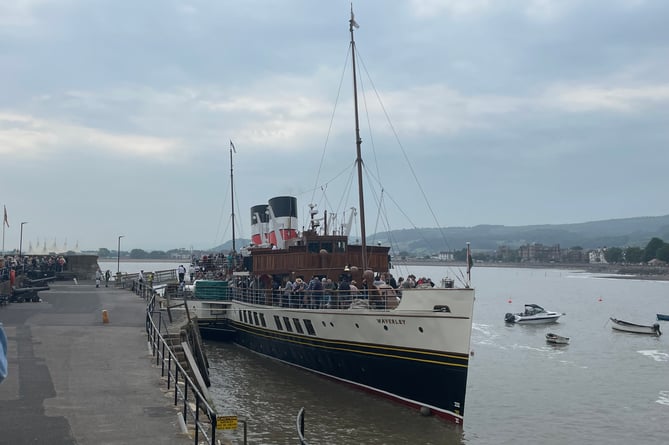 The Waverley berthed in Minehead Harbour for the first time in five years.
