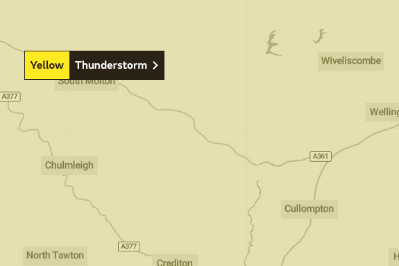 A storming warning for Wellington and West Somerset will take effect from midday on Tuesday, June 20