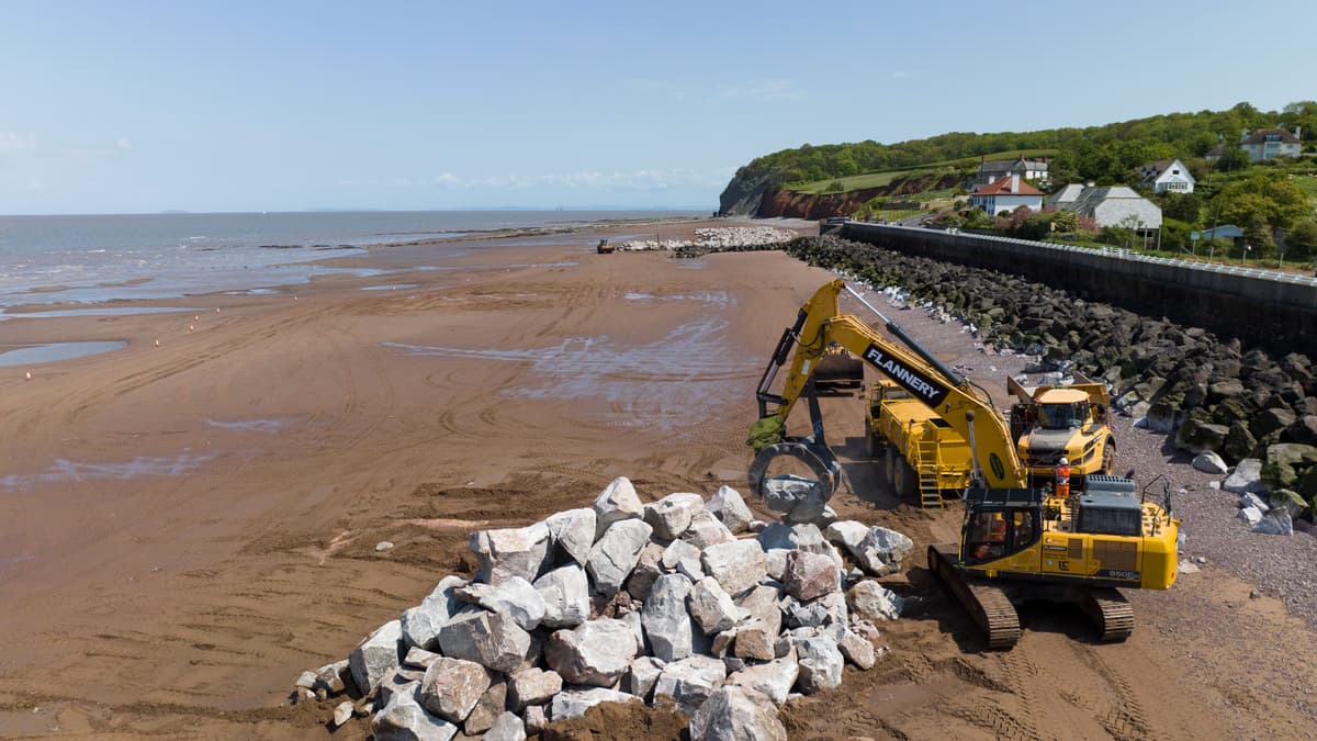 Blue Anchor Coastal Defence Scheme drone aerial footage