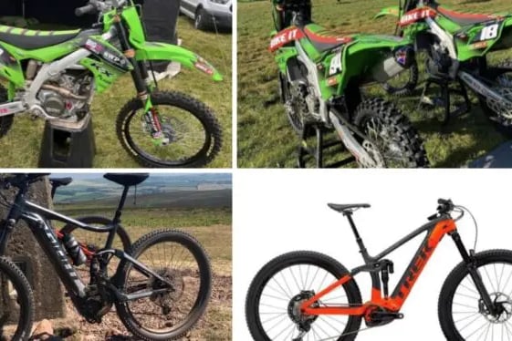 A montage of the motorcycles and electric bicycles stolen in Nether Stowey.