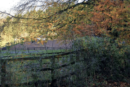 A typical manege viewed from a road.