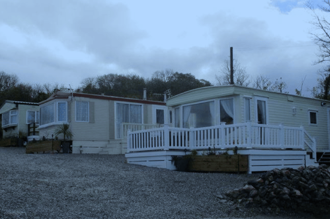 Some of the static caravans at the Anchors Drop pub in Blue Anchor.