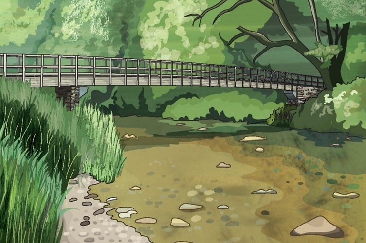 An artist's impression of how the new bridge on Exmoor near Tarr Steps would look.